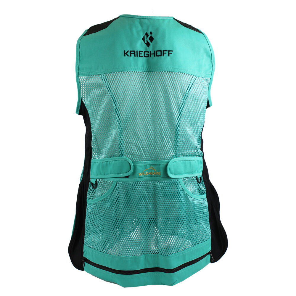 Krieghoff Ladies’ “Perfect Fit” Mesh Vest by Wild Hare – Right Handed, Turquoise/Black