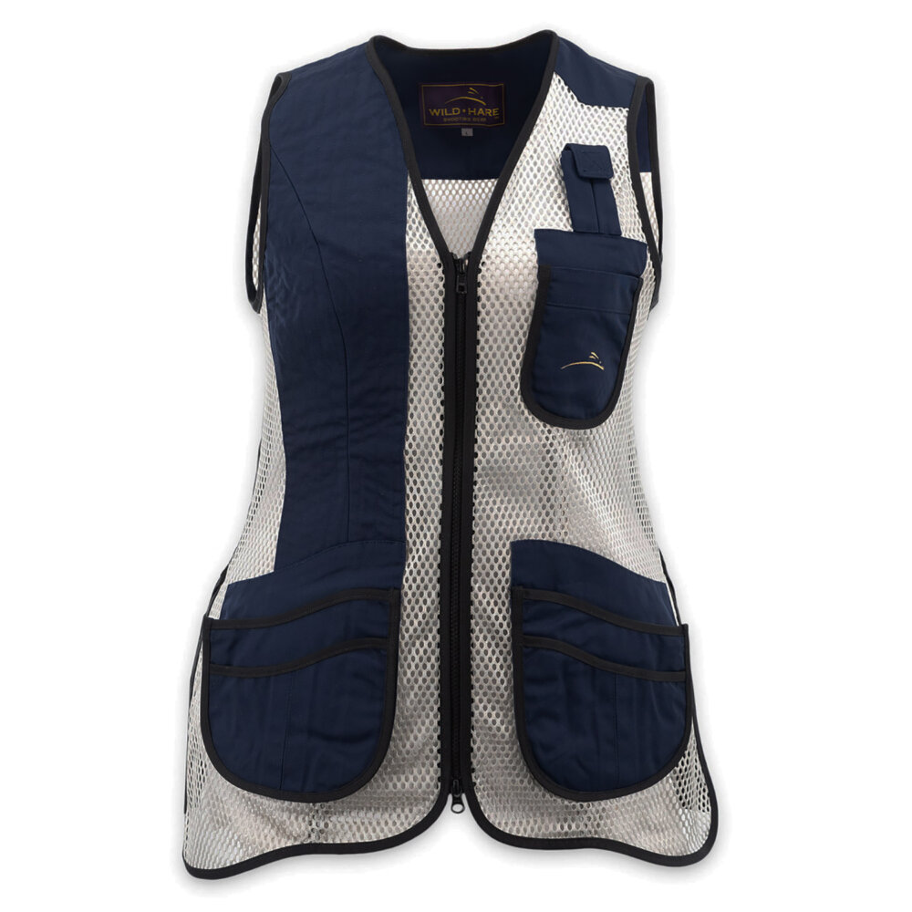 Krieghoff Ladies’ “Comfort Fit” Mesh Vest by Wild Hare – Right Handed, Navy Blue/Silver